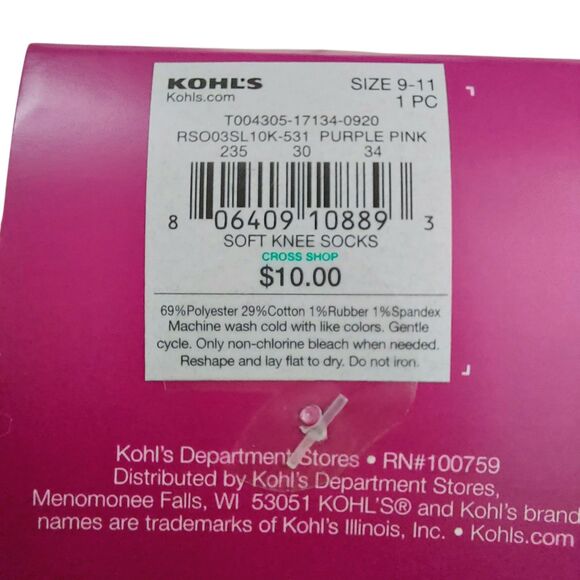 So Knee Socks Womens 9-11 Purple Pink Soft Cotton Blend Comfort Mid Cushion Knit - Picture 7 of 7